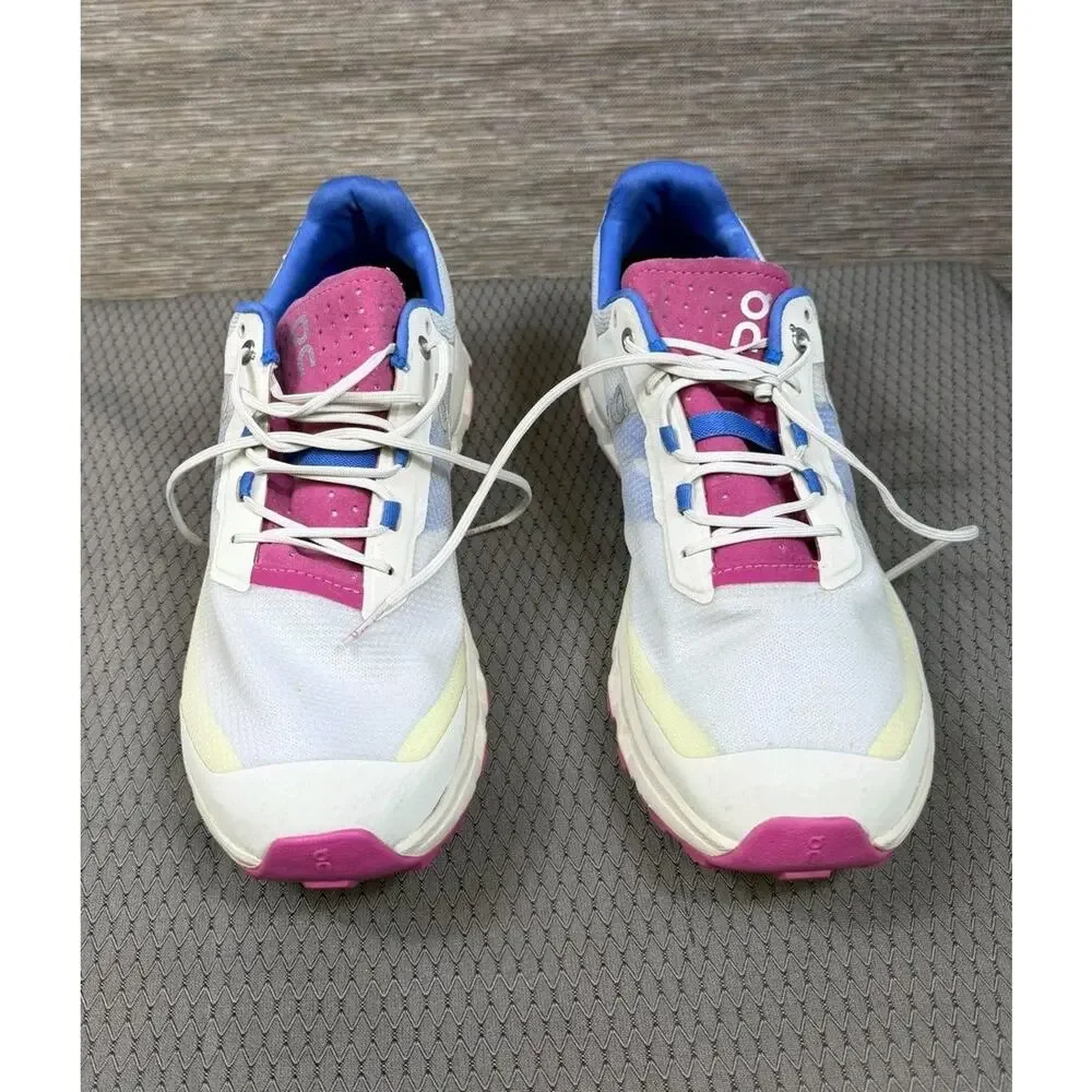 On Shoes Womens Size 11 White Pink Yellow Mesh Running CloudTec Road Sneakers